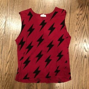 Red Lightning Bolt Muscle Tee